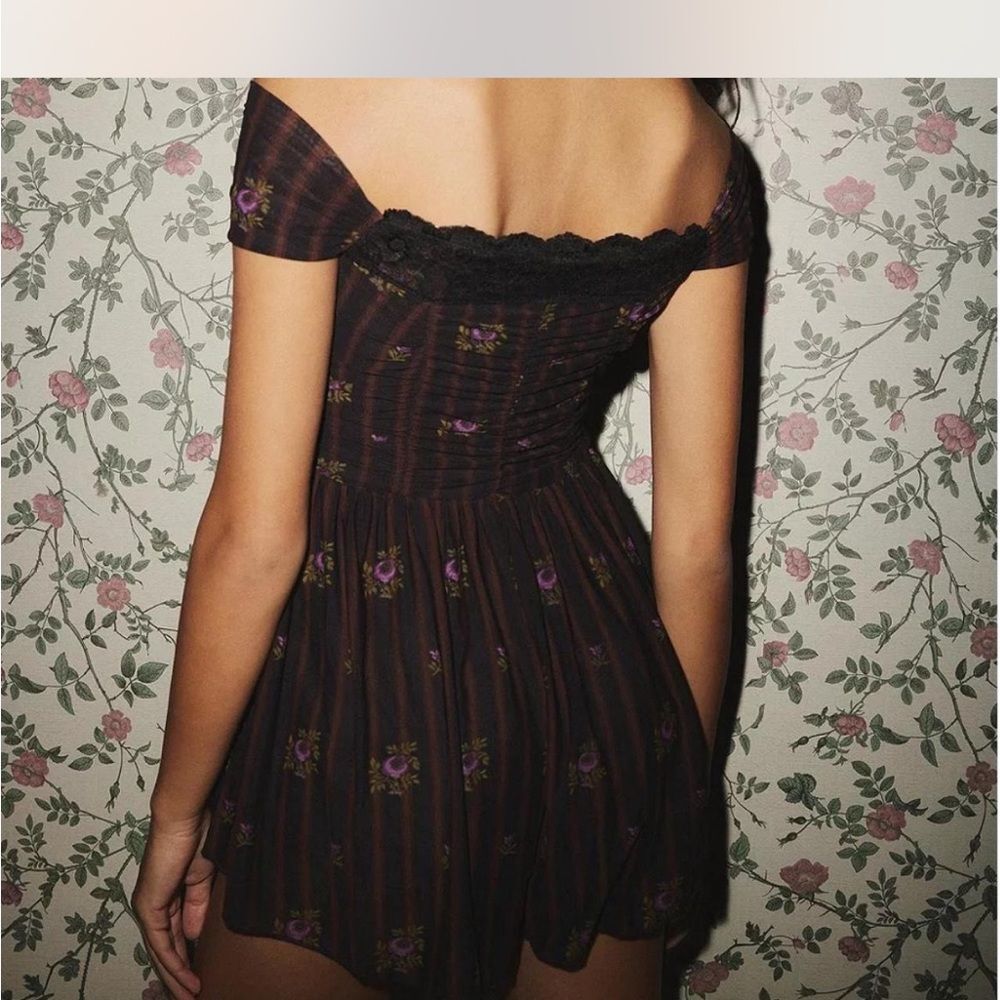 Urban Outfitters Kimchi Blue Black and Purple Off-Shoulder Dress - Picture 3 of 3